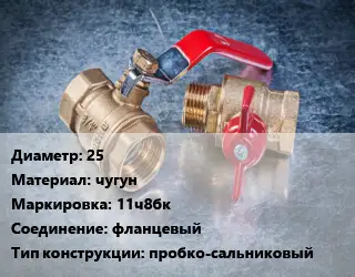 Кран металлический 25 чугун 11ч8бк фланцевый пробко-сальниковый